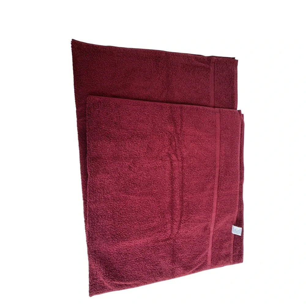 Vintage Fieldcrest Royal Velvet Bath Towels Burgundy Maroon Cotton Set of 2 USA